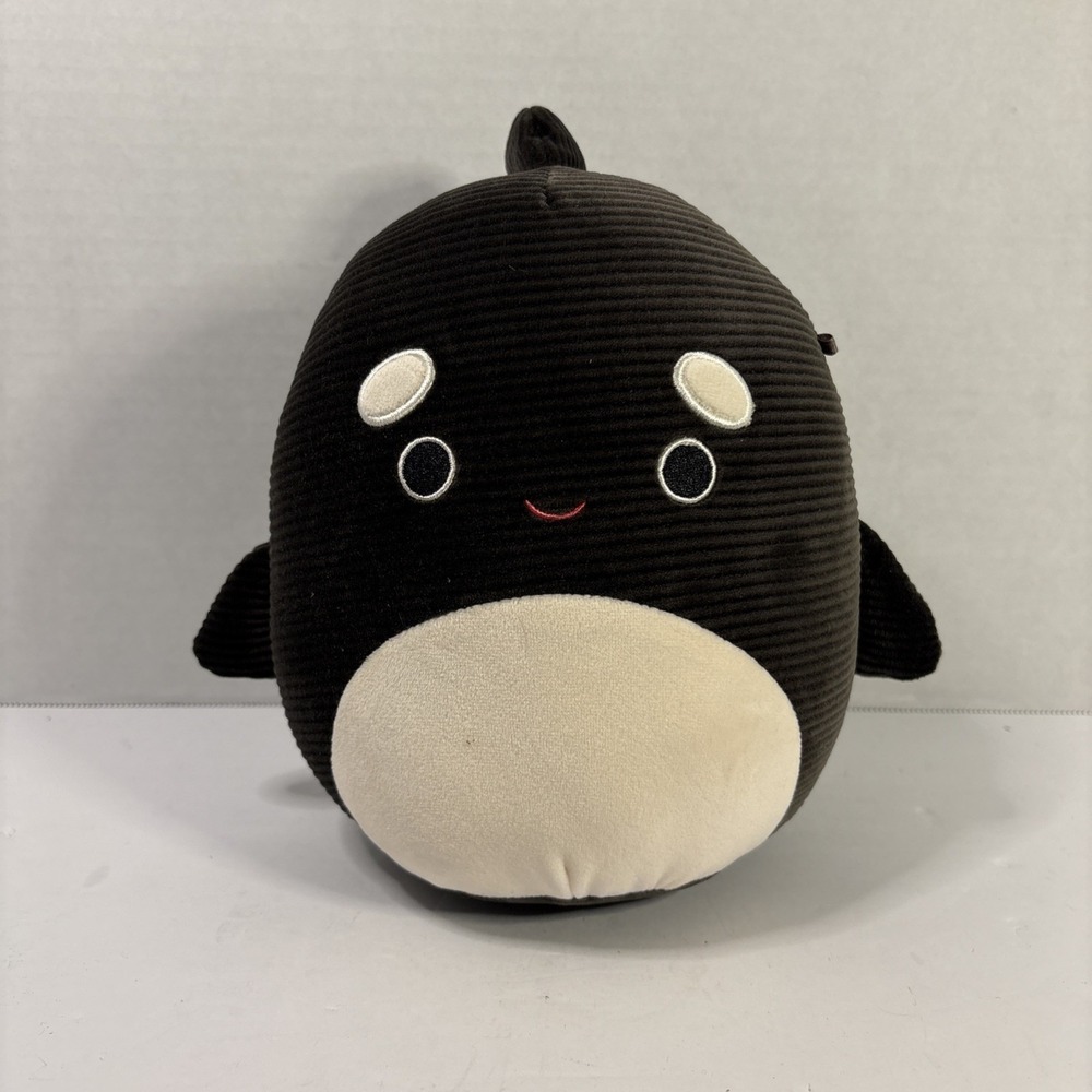 Squishmallows Kai the Orca Whale 8 Inch Corduroy Black White Plush Kellytoy 2023